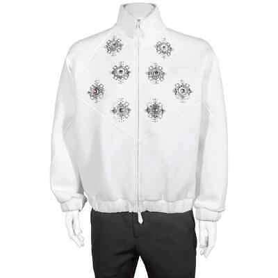 Pre-owned Burberry White Bottle Cap Detail Jersey Track Bomber Jacket