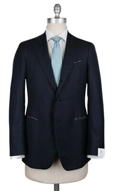 Pre-owned Luigi Borrelli $4500  Midnight Navy Blue Wool Solid Suit - (201803093)