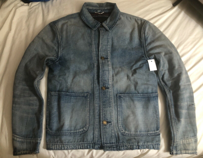 Pre-owned Saint Laurent $1650  Distressed Denim Jacket Small Blue Japan