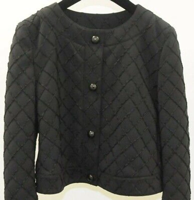 Pre-owned Chanel $5400 Black 15p Runway Coat  Stretch Quilted Short Outer Jacket 38