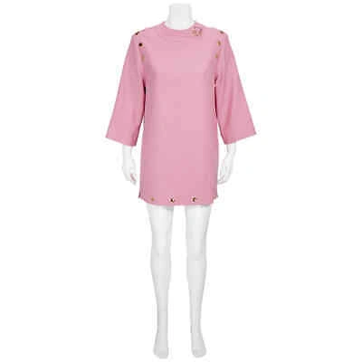 Pre-owned Gucci Pink Apricot Wool Silk Cady Button Detail Short Dress
