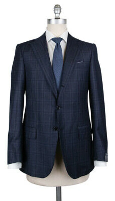 Pre-owned Luigi Borrelli Borrelli Navy Blue Virgin Wool Plaid Suit - (201803128)
