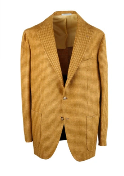 Pre-owned Orazio Luciano La Vera Orazio Luciano Mustard Houndstooth Sport Coat Size 54 It / 44r U.s. In Yellow