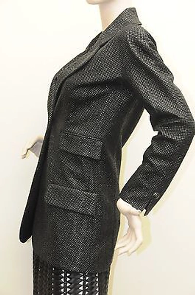 Pre-owned Chanel $5850  Black Coat Long Blazer Jacket 34 36 38 Rare