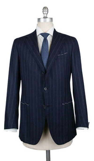 Pre-owned Luigi Borrelli Borrelli Midnight Navy Blue Wool Striped Suit - (201803084)