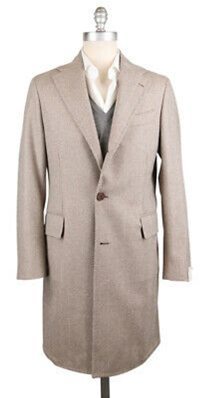 Pre-owned Luigi Borrelli $5100  Brown Wool Herringbone Coat - (lbcoat217960)