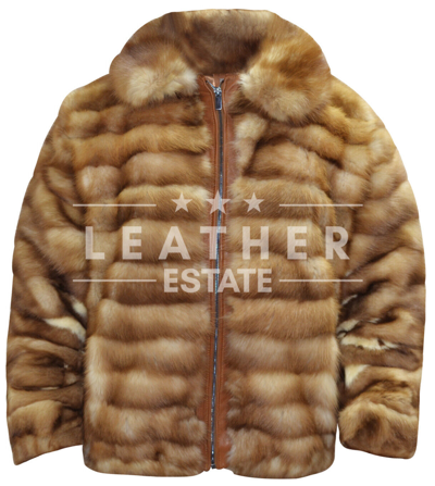 Pre-owned Leather Estate Unisex Real Russian Sable Fur Bomber Coat, All Sizes - High Quality In Natural Color