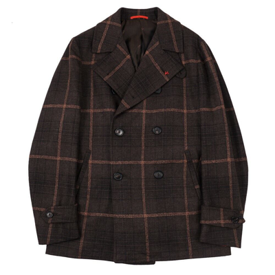 Pre-owned Isaia $3895  'cortina' Slim-fit Wool And Cashmere Peacoat 40 R (eu 50) In Brown
