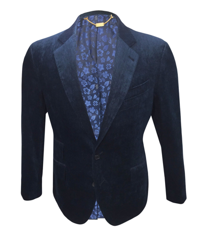 Pre-owned Billionaire Couture Men's Blue Cotton Herringbone Pattern Jacket Regular Fit