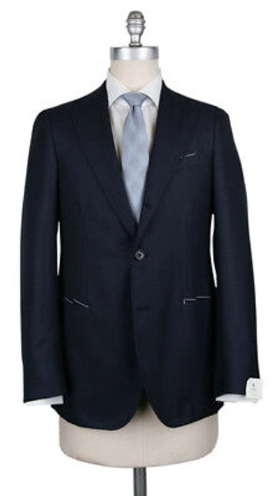 Pre-owned Luigi Borrelli $4500 Borrelli Midnight Navy Blue Wool Nail Head Suit - (201803095)