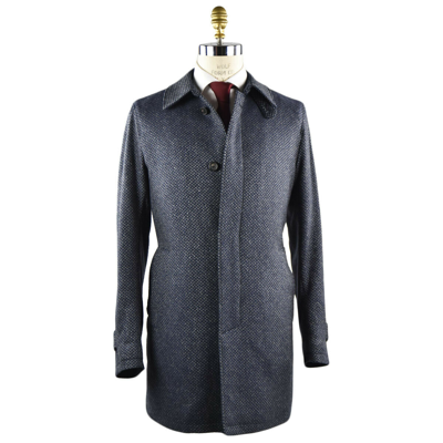 Pre-owned Luigi Borrelli Overcoat Virgin Wool Silk And Cashmere Sz 50 Us 60 Eu 19bc4 In Blue/grey