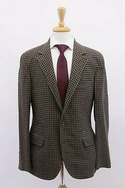 Pre-owned Brunello Cucinelli Nwt$4995  Men Cashmerewool Gingham Print Sportcoat50/40us A191 In Gray