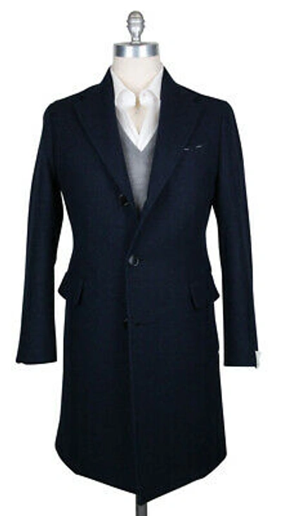 Pre-owned Luigi Borrelli $4500  Midnight Navy Blue Wool Coat - (culb207770)