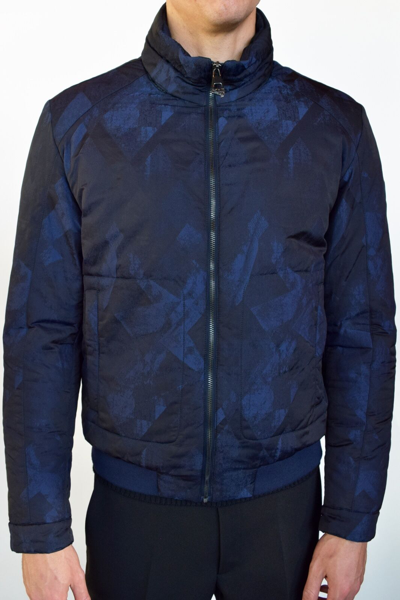 Pre-owned Versace Collection Puffer In Black & Blue, Green & Black