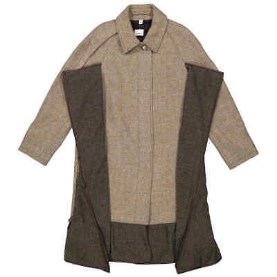 Pre-owned Burberry Scarf Detail Wool Mohair Tweed Car Coat In Brown