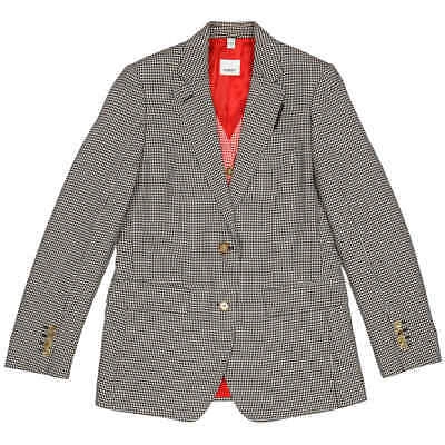 Pre-owned Burberry Houndstooth Check Wool Blazer With Waistcoat Detail In Red