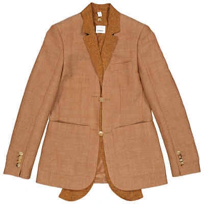Pre-owned Burberry Wool Tailored Jacket With Fish-scale Print Bib Detail In Brown