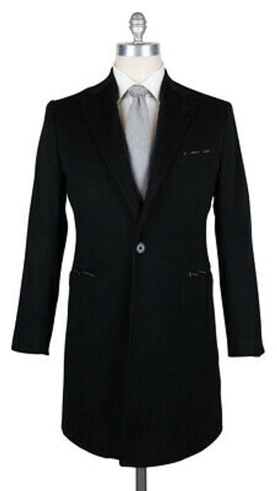 Pre-owned Luigi Borrelli $5100  Black Cashmere Solid Coat - (cutorinoc130590)