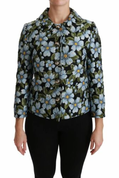 Pre-owned Dolce & Gabbana Dolce&gabbana Women Multicolor Jacket Polyester Floral Brocade Slim Fit Blazer