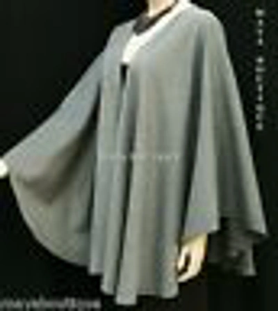 Pre-owned Maya Matazaro Cashmere Gray Cape Ruana Wrap Coat  Made In Usa