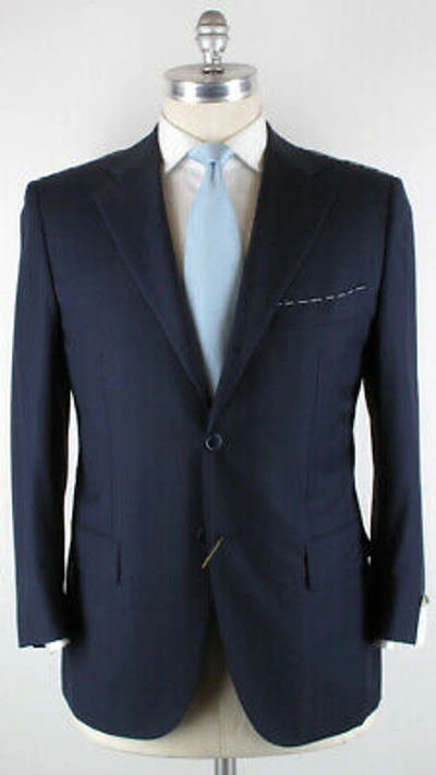 Pre-owned Borrelli $4200  Navy Blue Herringbone Suit 46/56