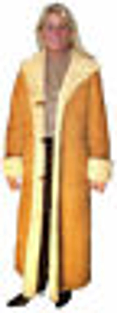 Pre-owned Our Own Ladies Full Length Hooded Shearling Coat, Size Small