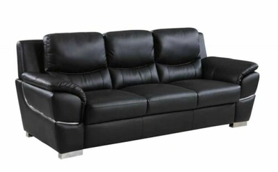 Pre-owned Homeroots Decorative & Durable 37" Chic Black Leather Sofa