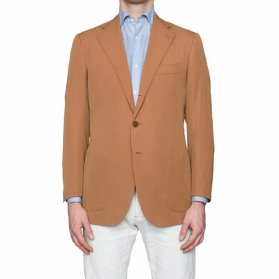 Pre-owned Cesare Attolini Napoli Caramel Wool Super 150's Blazer Jacket In Brown