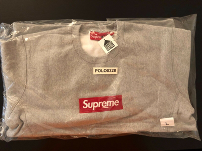 Pre-owned Supreme 15fw Boxlogo Crewneck Grey Gray Large Ds With Tag