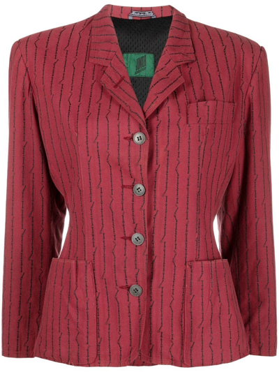 Pre-owned Jean Paul Gaultier 1980s Graphic-pinstripe Blazer In Red