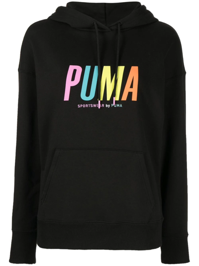 Puma Logo-print Detail Hoodie In Black