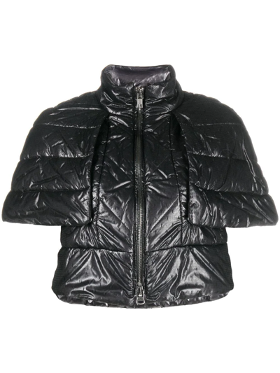 Pre-owned Valentino 2010s Point D'esprit Padded Jacket In Black