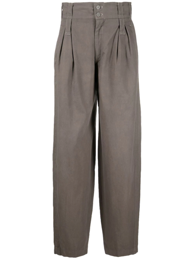 Pre-owned Versace 1980s High-waist Tapered Trousers In Grey