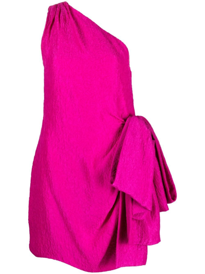 Pre-owned Saint Laurent 1980s Knot Detail Single-shoulder Dress In Pink