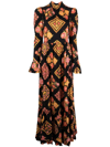 La Doublej Visconti Tiered Floral-print Crepe Maxi Dress In Black