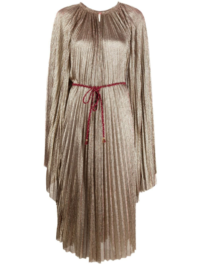 Forte Forte Pleated Laminated Tulle Kaftan Dress In Gold | ModeSens
