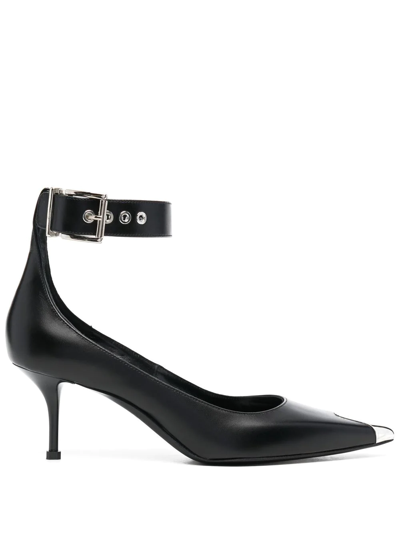 Alexander Mcqueen Woman Pumps Midnight Blue Size 8 Soft Leather In Black
