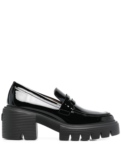 Stuart Weitzman Heeled Moccasin In Patent Leather In Black