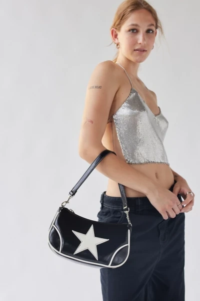 Urban Outfitters Daphne Moto Baguette Bag In Black