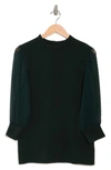 Adrianna Papell Ruffle Neck Lace Sleeve Sweater In Hunter