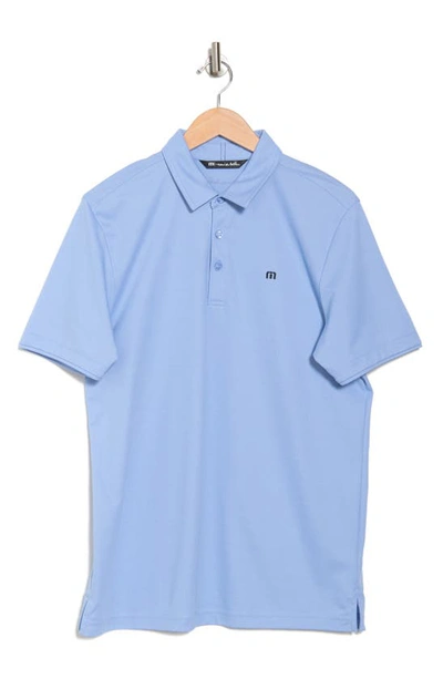 Travismathew Excursion Knit Polo In Heather Blue