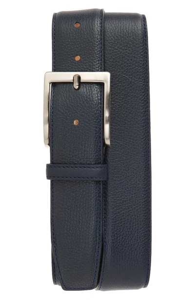 To Boot New York Leather Belt In Bott Navy/ Blue