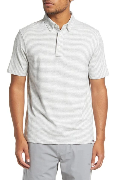 Faherty Movement Polo Shirt In Dune Stripe Grey