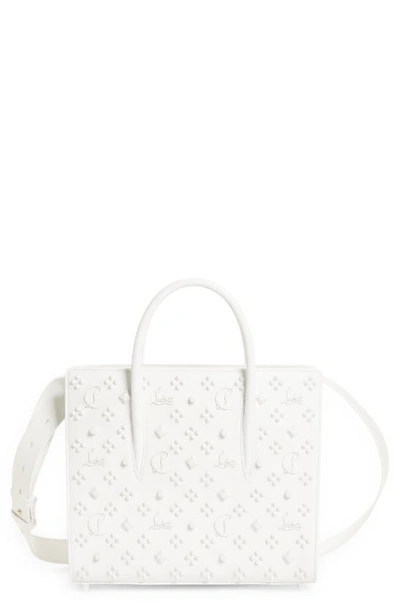 Christian Louboutin Medium Paloma Studded Leather Satchel In Bianco Bianco