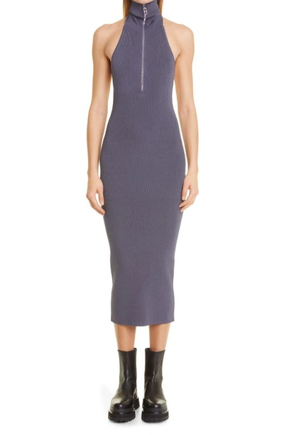 Et Ochs Julia Zip Rib Knit Halter Dress In Blue-drk | ModeSens