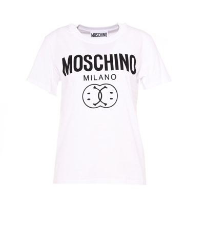 Moschino Logo Printed Crewneck T In White