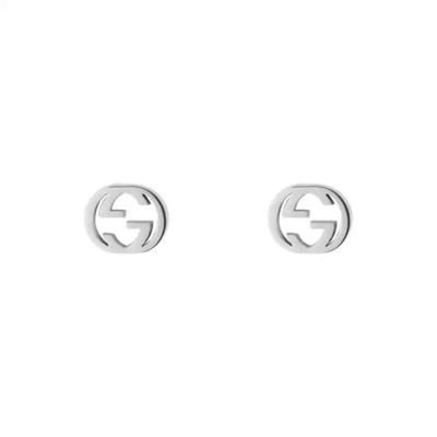 GUCCI GUCCI INTERLOCKING G 18CT WHITE GOLD STUD EARRINGS