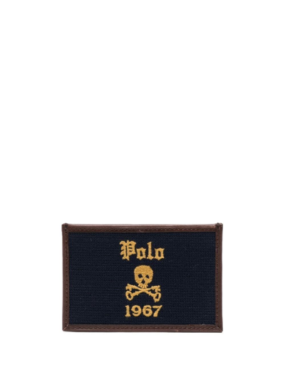Polo Ralph Lauren Small Skull-embellished Cardholder In Braun