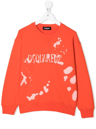 Dsquared2 Logo-print Long-sleeve Sweatshirt In Orange