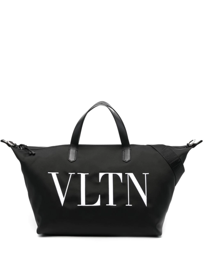 Valentino Garavani Logo印花托特包 In Black